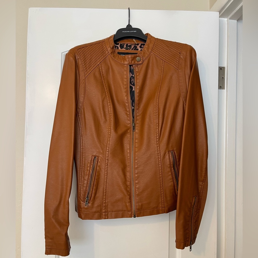 Like New! BLACK RIVET Tan Vegan Leather Moto/Biker Jacket in - Size XL